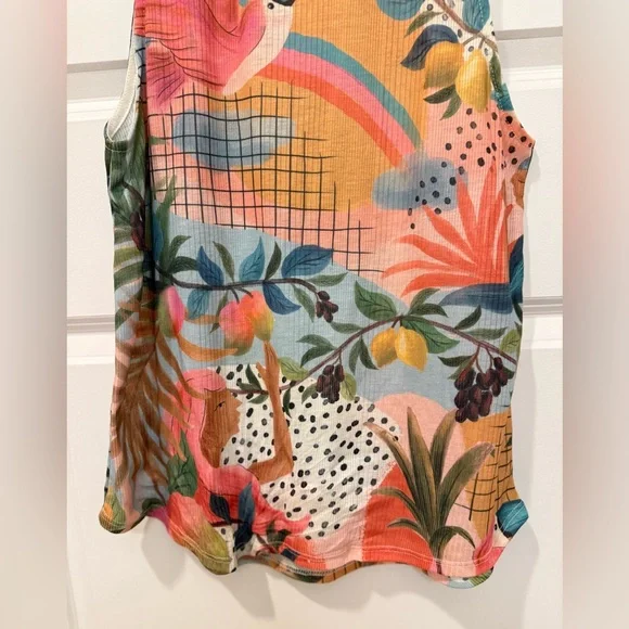 Rare Farm‎ Rio Brazil Exclusive Tank Top – Colorful Toucan & Fruit – Size Small
